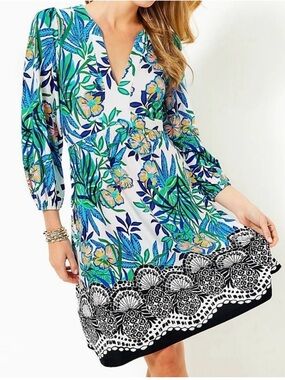 Lilly Pulitzer Wexlee 3/4 Sleeve Multi Golden Hour Glam Engineered Knit Dress 8